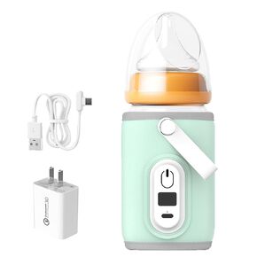 Portable Baby Portable Bottle Warmer with Power Adapter, Long-Term Constant Temperature 42℃, Smart Travel Bottle Heater for Breastmilk Milk Water, Fast Milk Warmer for Baby