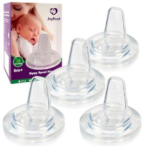 Sippy Spout Nipples for Lansinoh Baby Bottles,Soft Silicone Sippy Cup Nipples,Leak-Proof,Variable Flow Conversion Nipple,6+ Months,4 Count