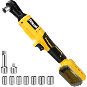 Ratchet Wrench Compatible With Dewalt 20V MAX Battery，3/8'' Brushless Motor Electric Ratchet 74 Ft-lbs with Variable Speed, 7 Sockets,1/4" Adapter & 3" Extension Bar (Tool Only)