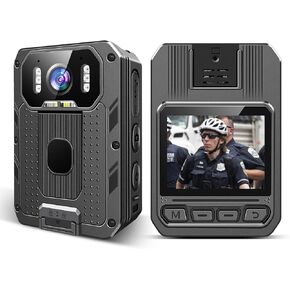4K HD Body Worn Camera, 512GB Body Camwith Two 2350mAh Batteries Work 13-15H, Waterproof IP68 H.265 Video Code Body Camera with Audio and Video Recording for Police Hiking Security Patrol