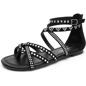 DREAM PAIRS Women's Dressy Gladiator Summer Cross Strappy Sandals Comfort Flat Casual Beach Fisherman Thong sandals