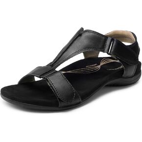 DREAM PAIRS Womens Sandals Arch Support T-Strap Orthopedic Flat Sandals Comfortable Summer Shoes