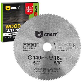 6-1/2 Inch Carbon Steel Circular Saw Blade for Wood, Plywood, Laminate, Drywall, Plastic – 140T Wood Cutting Disc with 5/8 Inch Arbor from GRAFF