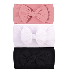 Hjiaruiky 3PCS Baby Girl Bows Baby Headbands Newborn Bows Headband for Baby Girls Handmade Headwraps Hair Bows Hair Accessories for Infant Black White Pink