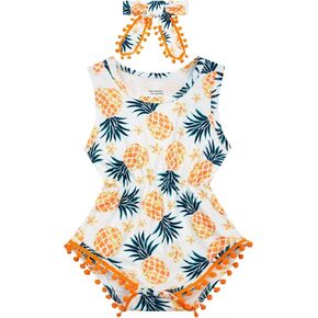 BFUSTYLE Baby Girl Clothes 0-24 Months Outfit Sleeveless Infant Romper Bodysuit with Headband in Kuwait