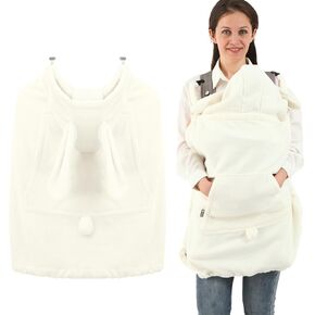 Winter Baby Carrier Cover Stroller Cover -Warm Thicker Hooded Stretchy Cloak Hooded Reversible, Cloak Kangaroo Hoodie for Mom Baby, Suit for All Seasons-Beige