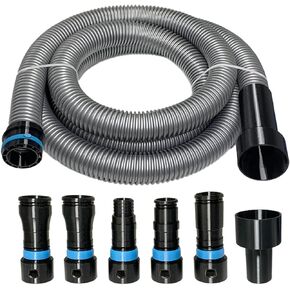10 Ft Quick Click Vacuum Hose with Multi-Brand Power Tool Adapters for Home & Shop Dust Collection