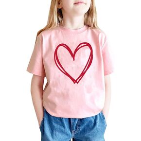 Valentines Day Heart Shirts for Baby Boy Girl Love Heart Graphic Tees T-Shirt Infant Toddler Short Sleeve Tops