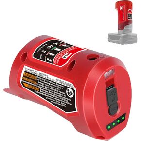 M-12 USB Power Source Battery Charger with Type-c Port & DC 12V Outlet Replacement for Milwaukee m-12 12V Battery Adapter Milwaukee Heated Jacket 49-24-2310 48-59-1201 Compatible with 48-11-2420