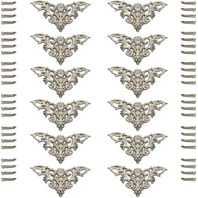 Furniture Decorative Edge Cover Antique Metal Carved Corner Protector for Jewelry Box, Album, Book, Cabinet, Desk etc. 12pcs Silver