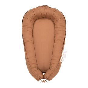 Baby Lounger, Newborn Lounger for 0-24 Months, 100% Cotton Soft Adjustable Baby Floor Seat for Travel, Co Sleeper for Girls Boys in Bed, Portable Baby Nest Lounger,Family Essentials(Brown)