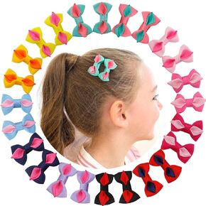 Bows for Baby Girl Hair Clips: 1 1/2 inch Mini Small Pigtail 24pcs