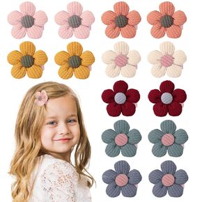 14 Pcs Baby Hair Clips Baby Girl Flowers Hair Clips Cute Non Slip Hair Snap Barrettes Thick Thin Floral Hair Accessories for Infant Toddler Kids Little Girl (Pink)