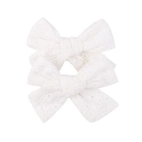 3.2'' Girls White Linen Hair Bows Clips - Alligator Clips Hair Accessories for Little Girls, Toddlers, Kids, and Teens
