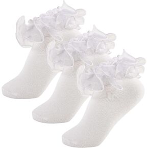 Gold Girls Ruffle Socks 4 أزواج يتلألأ مجموعة كبيرة من الدانتيل الدانتيل الدانتيل الجوارب اللباس