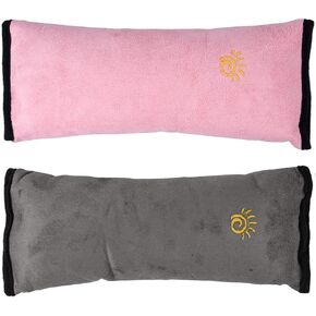 Ecloud Shop® 2pcs Seatbelt Pillow,Car Seat Belt Covers for Kids, Adjust Vehicle Shoulder Pads, Safety Belt Protector Cushion, Soft Auto Seat Belt Strap Cover Headrest Neck Support for Kids Pink+Gray