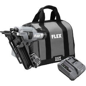 FLEX 24V Brushless 30° Framing Nailer Kit with 5.0Ah Lithium Battery and 160W Fast Charger - FX4351B-1C