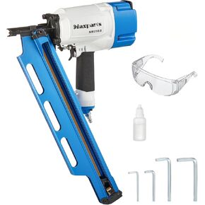 Maxparts Framing Nail Gun NR2183 21 Degree Plastic Strip Nailer Quick Shooting Pneumatic Tools for Wood Constructions Light Blue Color