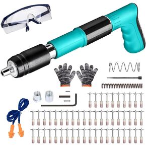 Manual Mini Nail Gun, Portable Concrete Nail Gun for Home Repairs and Crafting, Nail Wall Fastening Tool for Cement Wall, 5 Gears Nail Shooting Machine with Non-Slip Grip, Includes Multiple Nail Clips