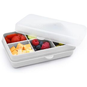 melii Mini Snackle Box – 6 Compartments, Divided Snack Container, Food Storage for Kids and Adults, Removable Dividers, Arts & Crafts, Beads, BPA-Free, Grey