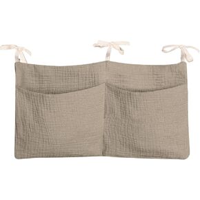 Minimalist Brown Cotton Hanging Organizer - Baby Hanging Storage Bag