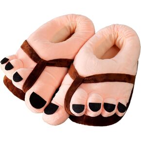 Men Furry Monster Big Toe Slippers Comfortable Novelty Warm Winter Hobbit Feet Costume Slippers For Teens Adults