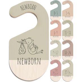 Baby Clothes Dividers for Closet - Wooden Baby Closet Dividers for Nursery & Baby Clothes Organizer - Gender Neutral Baby Clothes Size Dividers for Boy & Girl, 8 Baby Closet Organizers