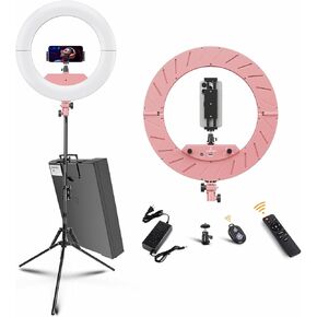 18 Inch Ring Light Kit, 55W Dimmable LED Light, Tripod Stand, Remote Controller,Box,CRI95 (18) (White, 18-1)