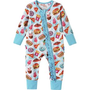 Newborn Baby Girls Rompers Toddler Girl Long Sleeve Jumpsuits Infant Ruffles Outfits Zipper Mitten Romper