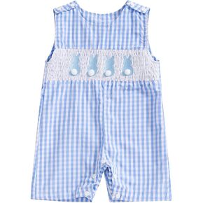 Kuriozud Smocked Baby Boy Girl Clothes Sleeveless Romper Jumpsuit Overall Newborn Infant Clothing Spring Summer Outfits