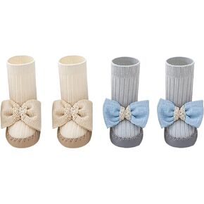 Baby Booties Sock Shoes Baby Girls Toddler slippers Girls Soft Boots Infant Non-Slip Crib Shoes Kids House Boots 2 Pairs