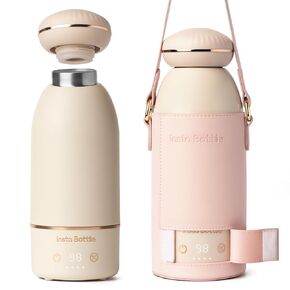 Portable Bottle Warmer for Travel, 17oz Large Capacity, Fast Heating & Charging, Precise Temp Control with LED Display, Portable Milk Warmer for Baby with Bottle Case and Anti-Dry Burn Protection