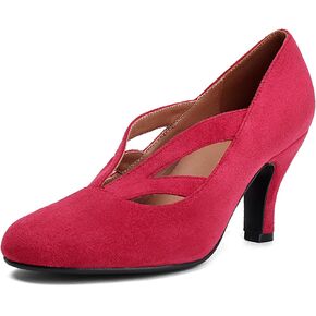 Women's Mary Jane Close Round Toe Vintage 1950s Gatsby Heels Retro 1920s Victorian Pumps 1930s Shoes