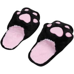 Plush Slipper Warm Fuzzy Cozy Animal Cat Paw House Shoes Support for Women Kids