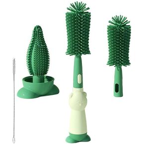 Silicone Bottle Brush Kit, 3-in-1 Multipurpose Cleaning Kit, Detachable and Assembly Design, with Cup Brush and Nipple Brush for Better Cleaning of Baby Bottles.
