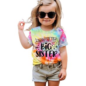 Promoted to Big Sister Shirts for Toddler Baby Girls Announcement T-Shirt Summer Short Sleeve Tees Big Sis Tops