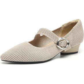 Mary Jane Heels for Women Pumps Shoes Chunky Heel Pointed Toe Low Heel Mesh Comfort Work Dress Shoes