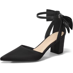 Coutgo Womens Chunky Heels Low Heel Ankle Strap D'Orsay Pumps Closed Pointed Toe Wedding Bridal Shoes
