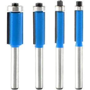 4pcs بت vlush trim trim ، 1/4 بوصة ساق أسفل الحامل محمولة القطع قطع قطعة التوجيه لتخليص الحفر الحافة الحافة الخشبية ، 1/4 "، 5/16" ، 3/8 "، 1/2" القطع قطرها in Kuwait