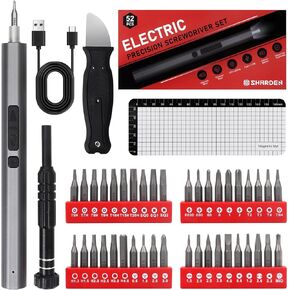 SHARDEN Mini Electric Screwdriver 3.7V Electric Precision Screwdriver Set, 52 in 1 Mini Power Screwdriver Cordless, S2 Steel Magnetic Electronic Repair Tool for PC Computer Laptop Phone Watch Jeweler