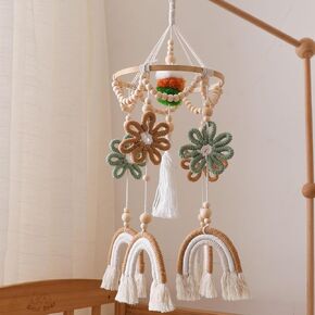 Baby Crib Mobile, Boho Flower Mobile for Crib, Crib Mobile for Boys and Girls, Boho Nursery Decor, Baby Bedroom Hanging Decoration,