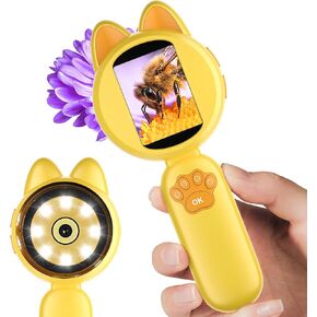 Microscope for Kids, 2 Inch LCD Screen Portable Handheld Mini Scope with 8 LED Lights, Pocket Miniscope for Kids 8-12,Gift Ideal for Halloween Christmas Birthday