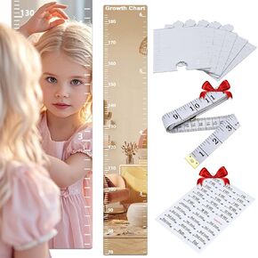 Growth Chart Mirror, Growth Chart Mirror for Wall, Puzzle Mirror Growth Chart for Wall, Acrylic Height Ruler with Stickers, Foldable Height Measuring Mirror, Bedroom Wall Decor