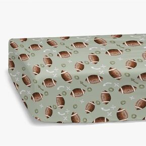 HawSkgFub Football American Sport Fitted Standard Crib Sheet for Baby Boys, Green Football Game Toddler Mattress Cover, Soft Breathable Stretchy Nursery Bed Sheets Decor Kids Gift 52" x 28"