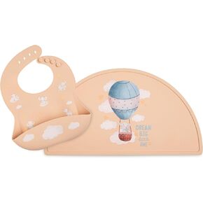 Silicone Baby Bib and Mat | Boys Girls Babies & Toddlers | Waterproof, Adjustable, BPA Free
