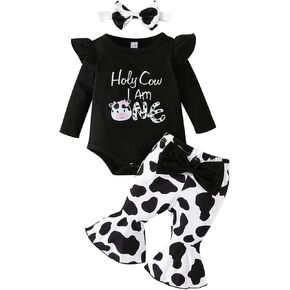 Infant Baby Girl 1st Birthday Outfit First Romper + Flare Pants Toddler Clothes