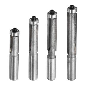 uxcell Flush Trim Router Bit Set 1/2 Inch Shank 1/2" Cutting Dia Carbide Tipped Top Bearing Router Bit Straight Template Router Bit for Woodworking Trimming, Grey