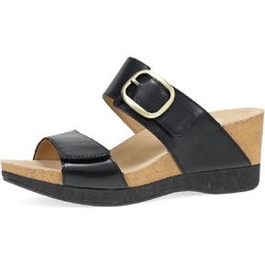 Dansko Shannon Slip-On Wedge Sandal for Women - Cork/EVA Wedge with Arch Support -Fully Adjustable Straps-Versatile Casual to Dressy Footwear