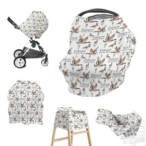 Baby Boy 5-in-1 Car Seat Cover Mallard Duck Hunting Wild Animal Hunter, Multi-use Privacy Nursing Breastfeeding Cover, Carseat Canopy Carrier Newborn Infant Gift