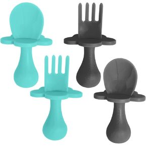Grabease Baby Spoons Baby Led Weaning Supplies Toddler Forks Baby Feeding, BPA-Free & Phthalate-Free for Baby & Toddler, 2 Sets, Blush and Lavender